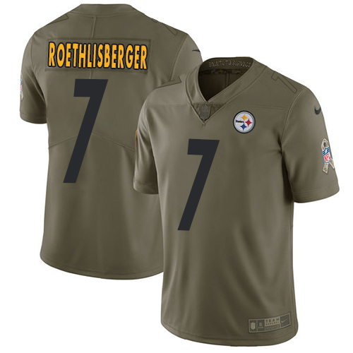 Nike Steelers #7 Ben Roethlisberger Olive Youth Stitched NFL Limited Salute to Service Jersey